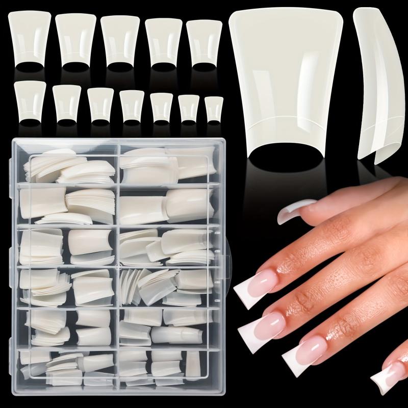 240pcs Gel X Duck Nails Curved Nail Tips in 12 Sizes with Box