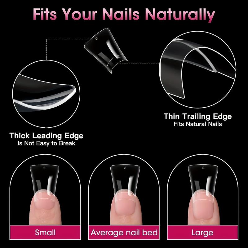 240pcs Gel X Duck Nails Curved Nail Tips in 12 Sizes with Box