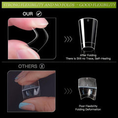 240pcs Gel X Duck Nails Curved Nail Tips in 12 Sizes with Box