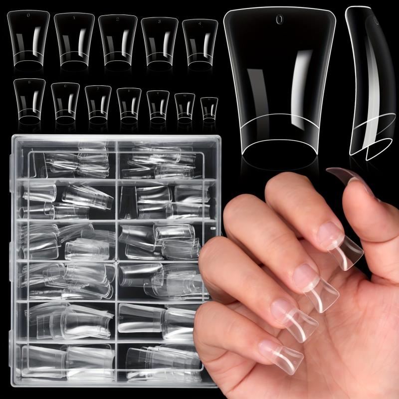 240pcs Gel X Duck Nails Curved Nail Tips in 12 Sizes with Box