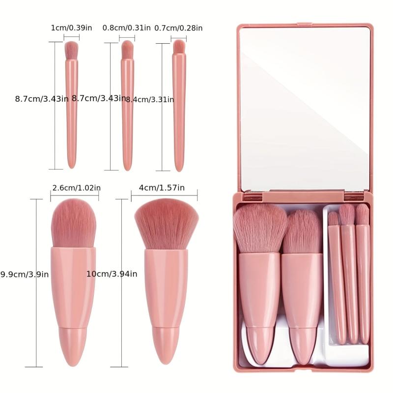 8PCS Mini Mirror Makeup Brushes Set with Sponge & Puffs