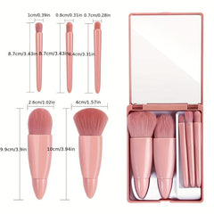 8PCS Mini Mirror Makeup Brushes Set with Sponge & Puffs