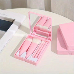 8PCS Mini Mirror Makeup Brushes Set with Sponge & Puffs
