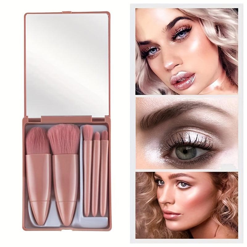 8PCS Mini Mirror Makeup Brushes Set with Sponge & Puffs