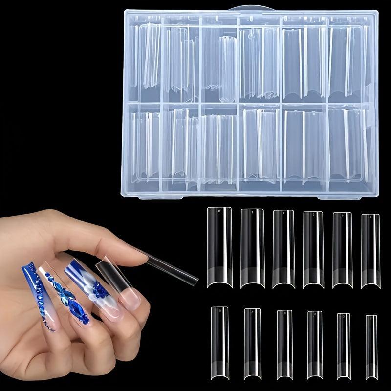 120 Pcs Clear Square False Nails Tips Half Cover Acrylic Artificial Tip Manicure