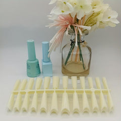 ABS Gel Nail Tips Milky Yellow Acrylic Nail Tips Half Cover Coffin Shape