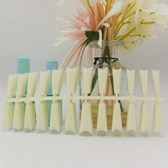 ABS Gel Nail Tips Milky Yellow Acrylic Nail Tips Half Cover Coffin Shape