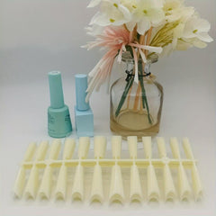 ABS Gel Nail Tips Milky Yellow Acrylic Nail Tips Half Cover Coffin Shape