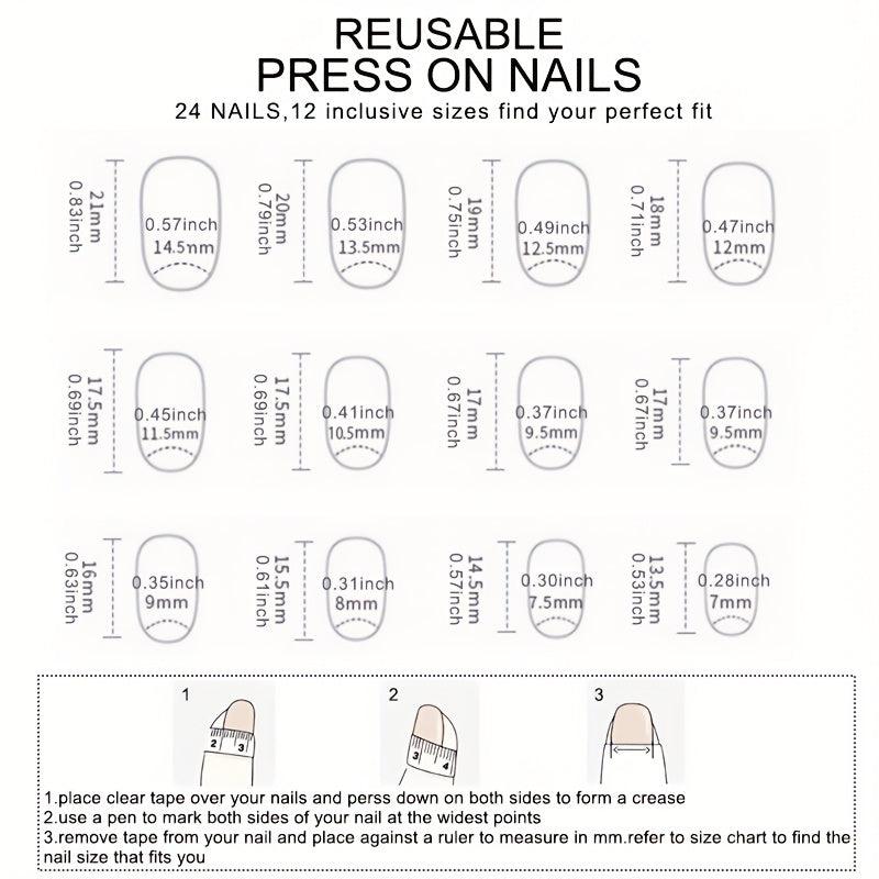 96pcs Oval Press Nails Pink Youth Collection False Nails Medium Size