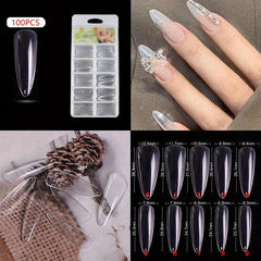 100PCS Nail Tips Natural French False Nails Acrylic Uv Gel Nail Art