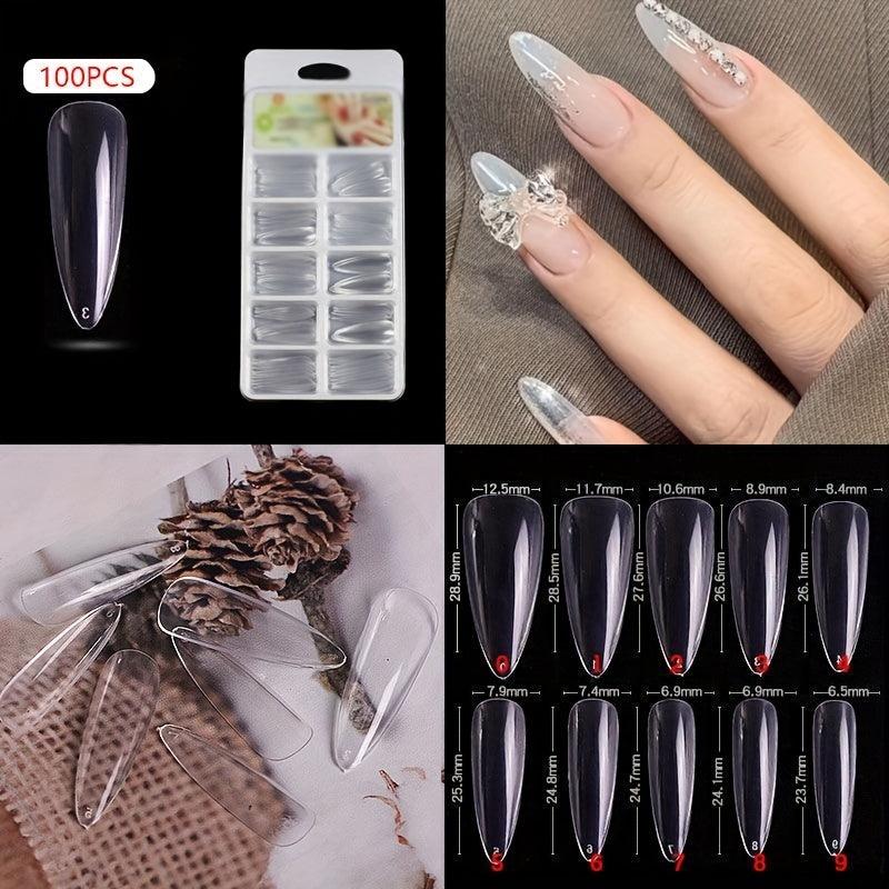 100PCS Nail Tips Natural French False Nails Acrylic Uv Gel Nail Art
