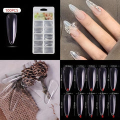 100PCS Nail Tips Natural French False Nails Acrylic Uv Gel Nail Art
