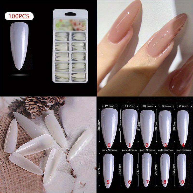 100PCS Nail Tips Natural French False Nails Acrylic Uv Gel Nail Art