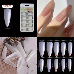 100PCS Nail Tips Natural French False Nails Acrylic Uv Gel Nail Art