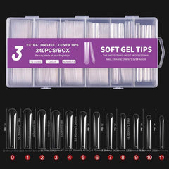 240pcs Clear Acrylic Nail Tips Pre-shaped False Nail Tips for Nail Extension