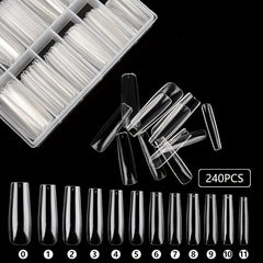 240pcs Clear Acrylic Nail Tips Pre-shaped False Nail Tips for Nail Extension