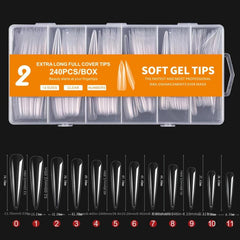 240pcs Clear Acrylic Nail Tips Pre-shaped False Nail Tips for Nail Extension