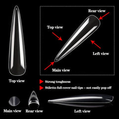 240pcs Clear Acrylic Nail Tips Pre-shaped False Nail Tips for Nail Extension