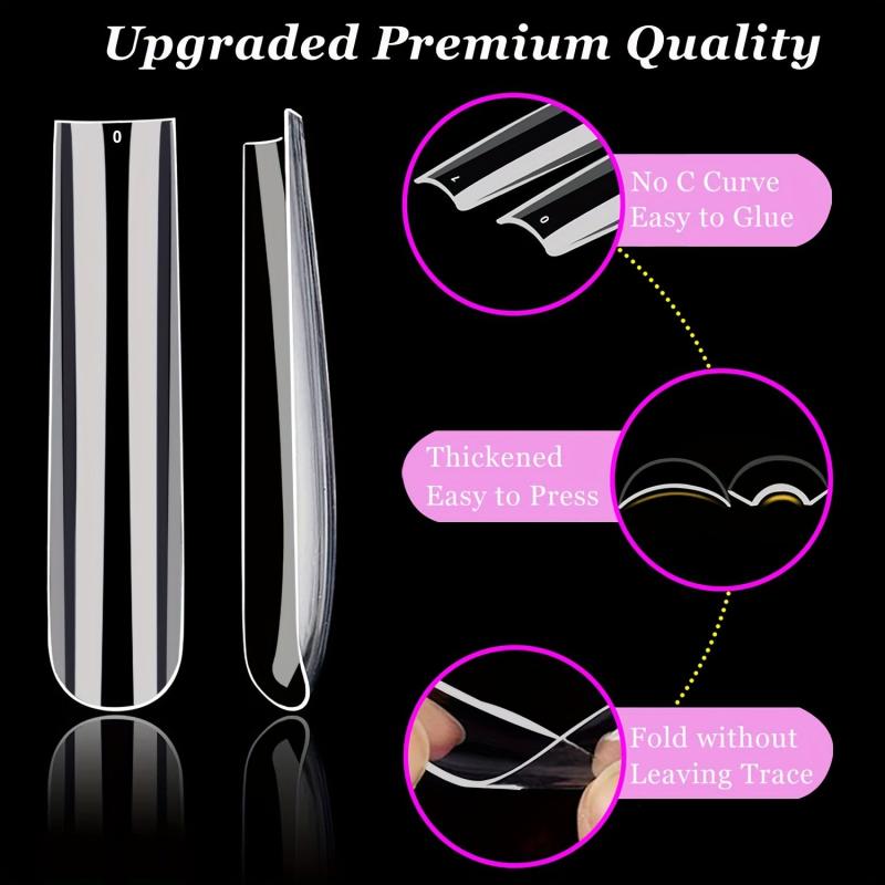 240pcs Clear Acrylic Nail Tips Pre-shaped False Nail Tips for Nail Extension