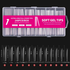 240pcs Clear Acrylic Nail Tips Pre-shaped False Nail Tips for Nail Extension
