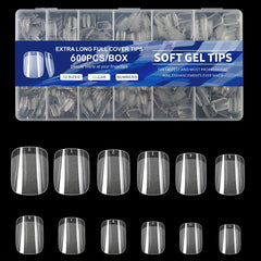 600 Soft Gel Half Matte Clear Acrylic Nail Tips for Nail Extension