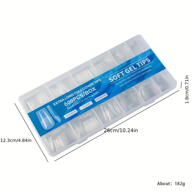 600 Soft Gel Half Matte Clear Acrylic Nail Tips for Nail Extension