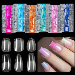 600 Soft Gel Half Matte Clear Acrylic Nail Tips for Nail Extension