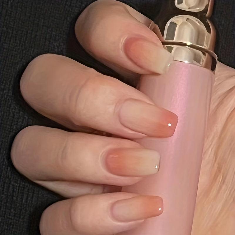 French Press On Nails Set for Women - Flower Heart Gradient Glue On Nails