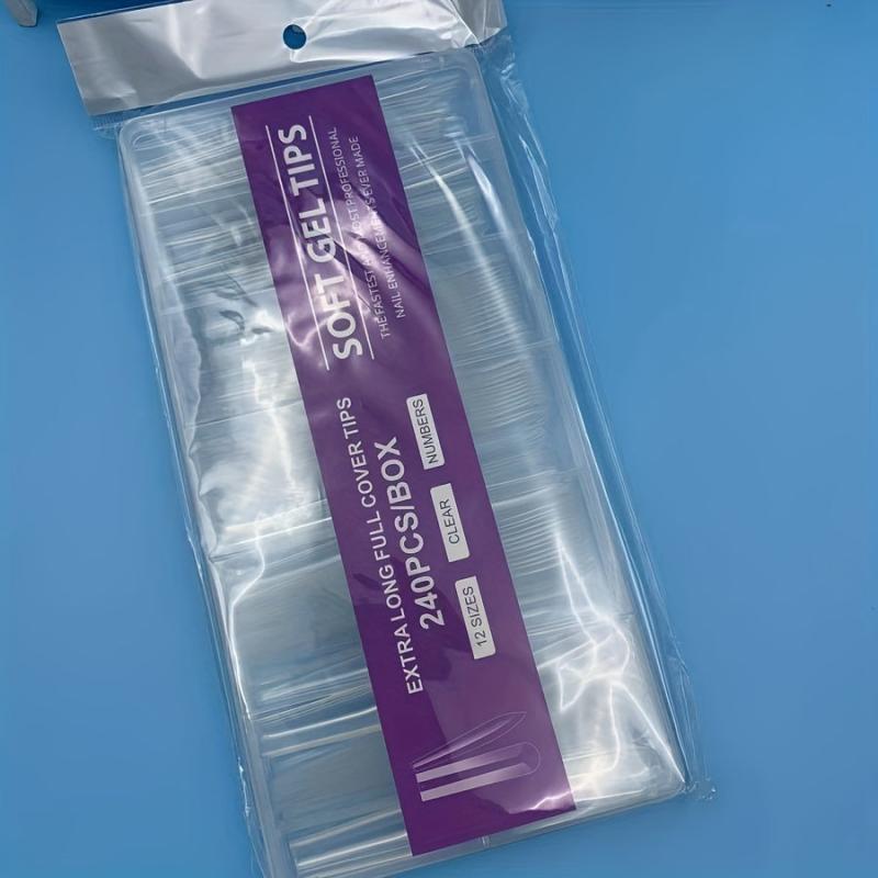 240pcs Clear Extra Long Square Gel Nail Tips