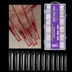 240pcs Clear Extra Long Square Gel Nail Tips