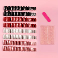 96Pcs Glitter Full Cover Oval Press On Nails for Women and Girls