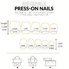 96Pcs Glitter Full Cover Oval Press On Nails for Women and Girls