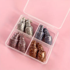 96Pcs Glitter Full Cover Oval Press On Nails for Women and Girls