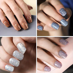 96Pcs Glitter Full Cover Oval Press On Nails for Women and Girls