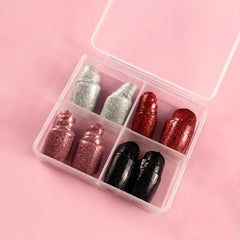 96Pcs Glitter Full Cover Oval Press On Nails for Women and Girls