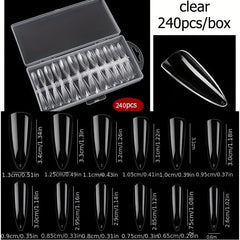 240pcs Long Stiletto Clear Acrylic Nail Tips