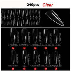 240pcs Long Stiletto Clear Acrylic Nail Tips