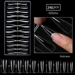 240pcs Long Stiletto Clear Acrylic Nail Tips