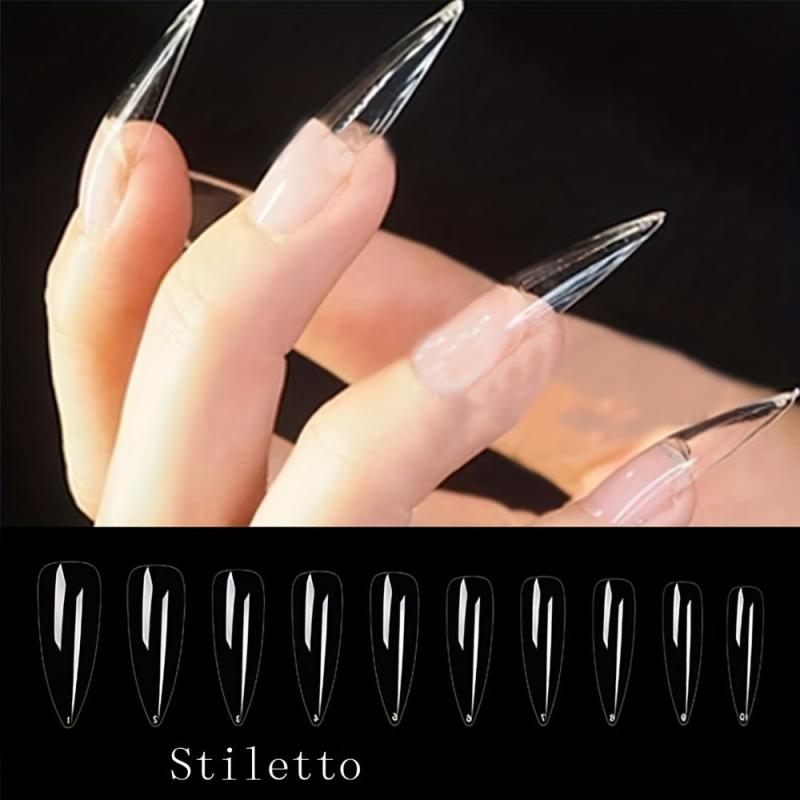 240pcs Long Stiletto Clear Acrylic Nail Tips