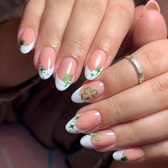 96 Pcs Glossy Almond Press On Nails French False Nails Set