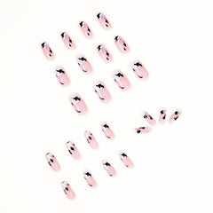 24 pcs Cow Print Press On Nails Medium Square False Nails