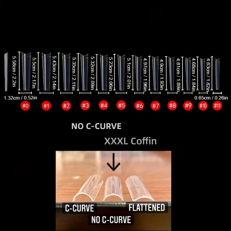 3XL Nail Tips No C Curve 420Pcs Box Straight ABS Nails XXXL Coffin Nail Tips