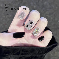 JIARUO 24 Pcs Cow Pattern Flash Halloween Press On False Nails