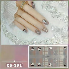 Chinese Style Nail Strips 14 Pcs Full Wraps Panda Nail Polish Sticker