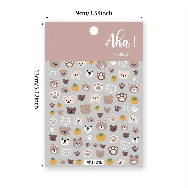 Playful Bear Nail Decal Adhesive Nail Sticker DIY Nail Art Decals