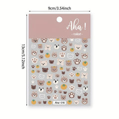 Playful Bear Nail Decal Adhesive Nail Sticker DIY Nail Art Decals