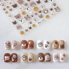 Playful Bear Nail Decal Adhesive Nail Sticker DIY Nail Art Decals