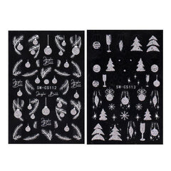 2pcs Glitter Christmas Nail Stickers Snowflake Bell Decals