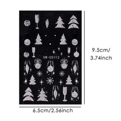 2pcs Glitter Christmas Nail Stickers Snowflake Bell Decals