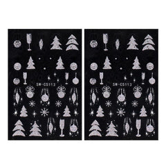 2pcs Glitter Christmas Nail Stickers Snowflake Bell Decals